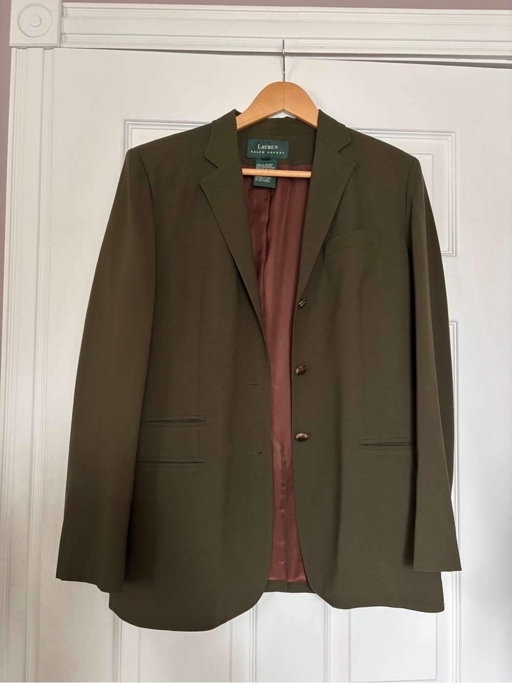 Ralph Lauren Olive Green Blazer with Brown Lining